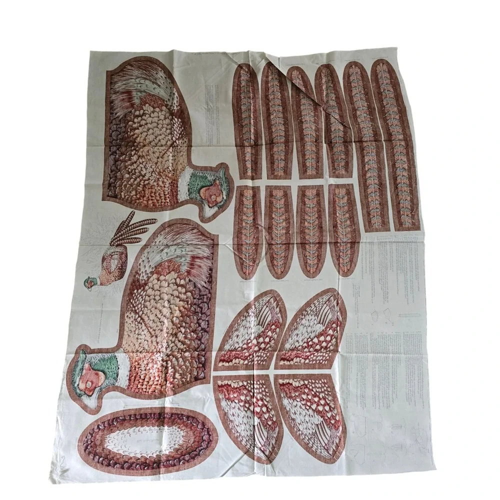 Cranston Print Works Ring-Necked Pheasant Fabric Panel Cut Sew Plush Vintage OS